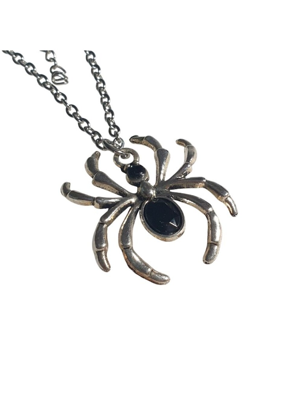 Spider Pendant Necklace Black Gemstone Adjustable Chain Jewelry Witch Gift
